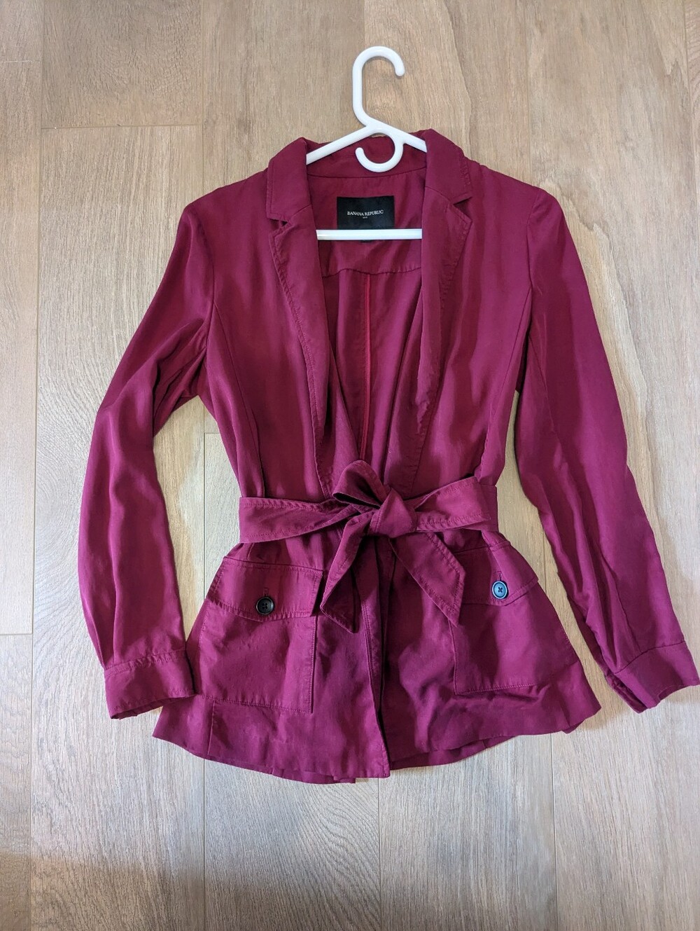 Banana Republic Factory Burgundy Blazer With Tie Waist Small